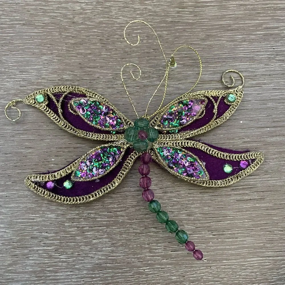 Dragonfly Sequin Beaded Christmas Ornament